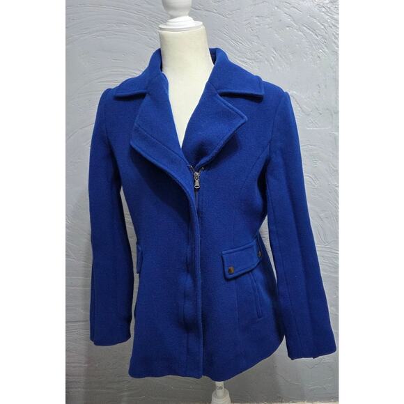 KRISTEN BLAKE Vintage Woman's Wool Blue Pea Coat Size Large - Picture 2 of 8